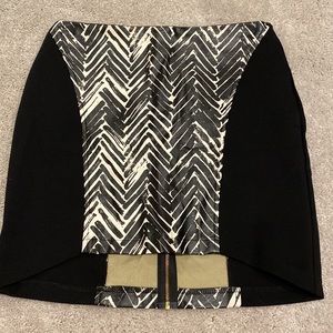 Minkpink black zebra print stretch leather skirt
